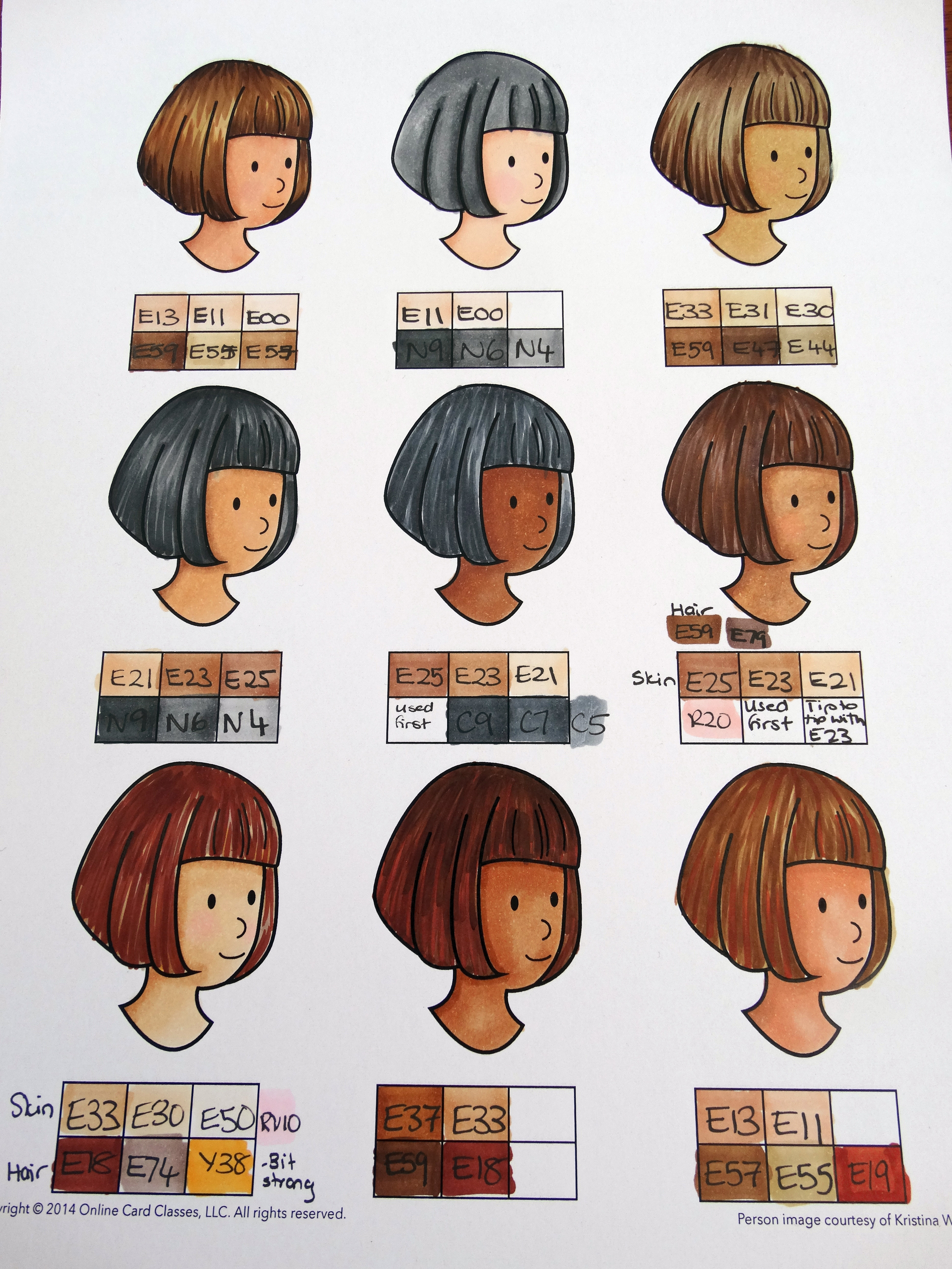 Copic Marker Hair Color Chart